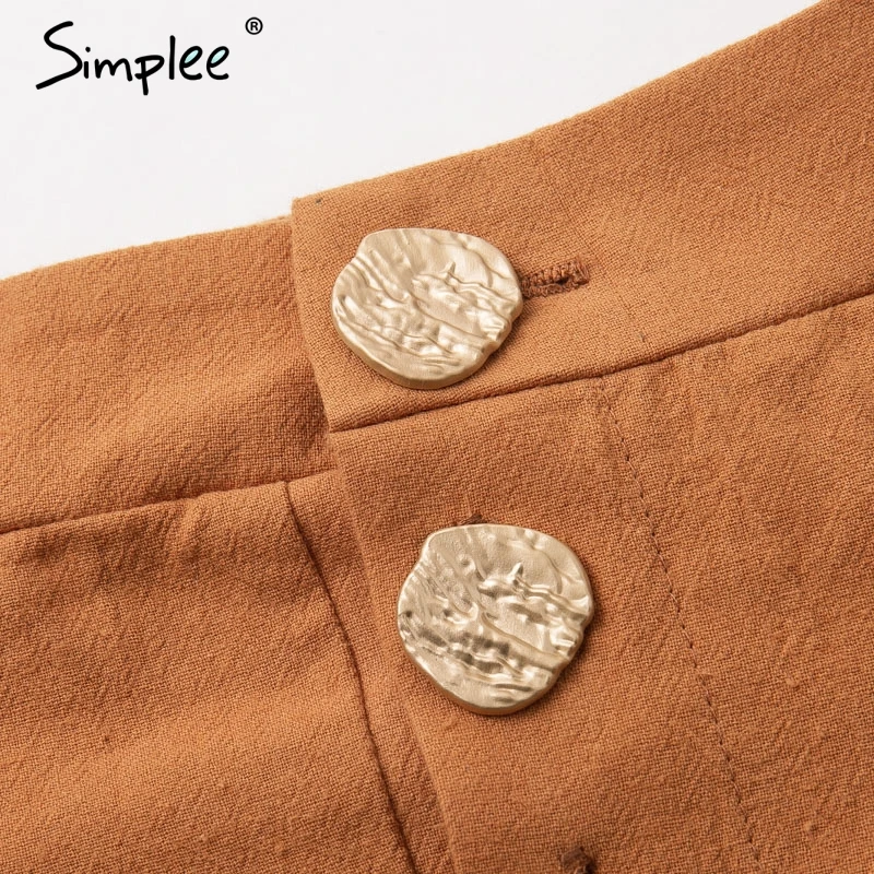 

Simplee Casual buttons summer women cotton shorts High waist female hot shorts Solid black soft ladies streetwear shorts 2019