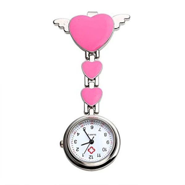 Practical Womens Girls Heart Angle Wing Nurse Fob Clip On Brooch Hanging Pocket Watch | Наручные часы