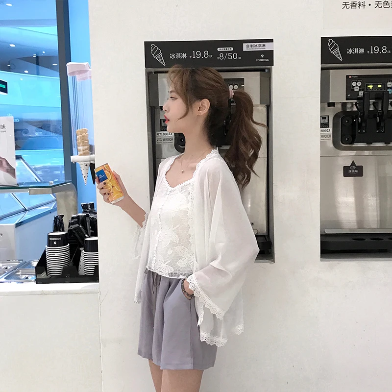 MLXSLKY летний кардиган шифоновая рубашка женская тонкая шаль пальто