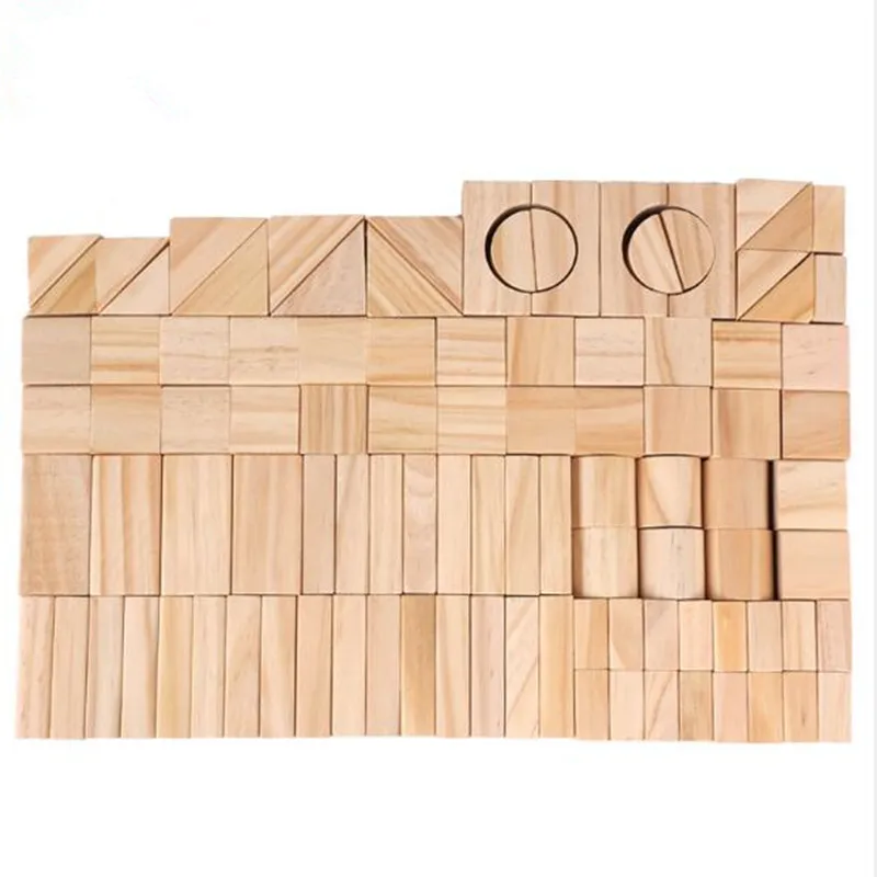 100PCS Natural wood toys wooden constructor geometry building blocks educational for children gift boxes | Игрушки и хобби
