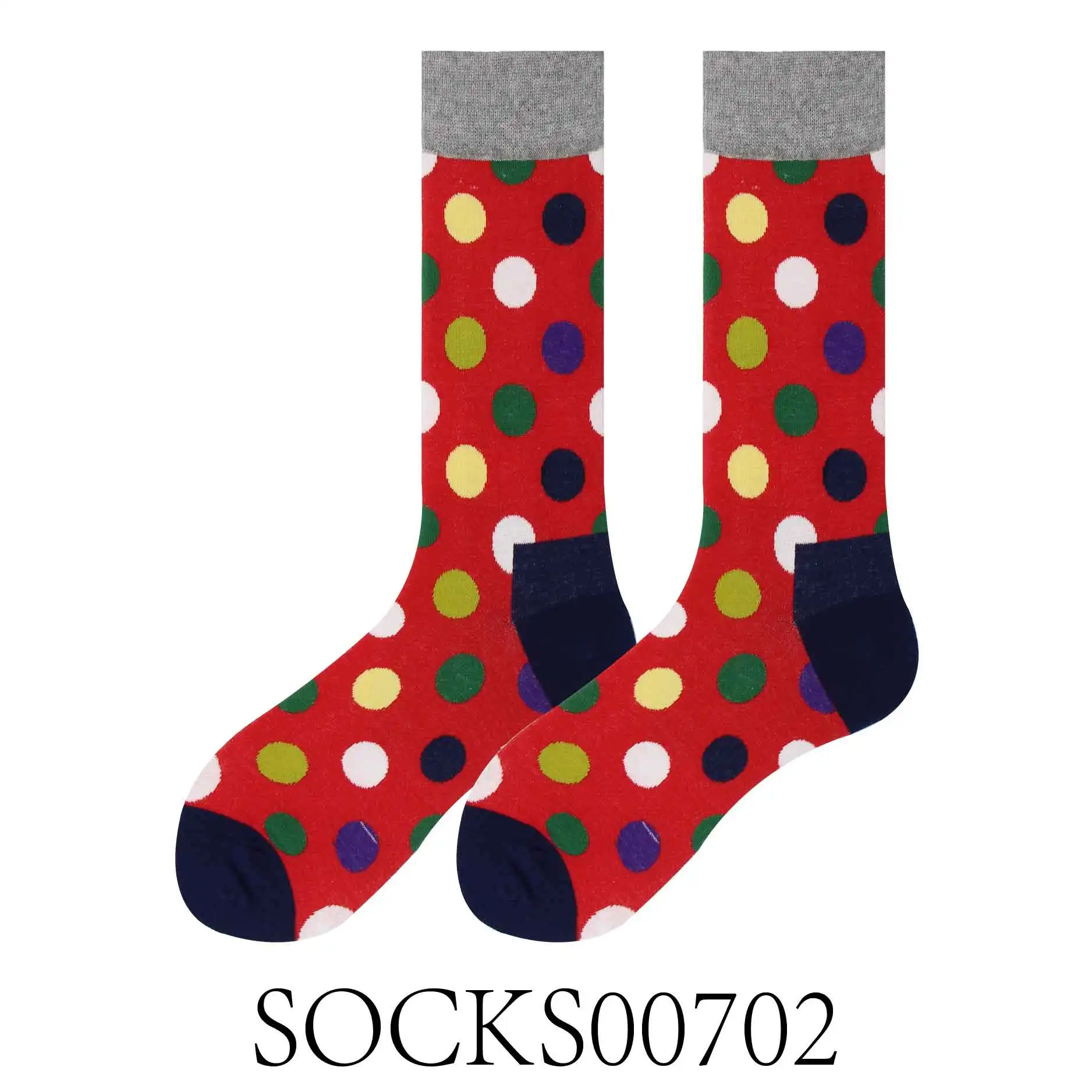 SOCKS00702 Счастливые носки весна лето осень пара чесаные хлопковые запасы Красочный Узор в горошек дышащий Свадебный костюм путешествия Вечерние - Цвет: SOCKS00702