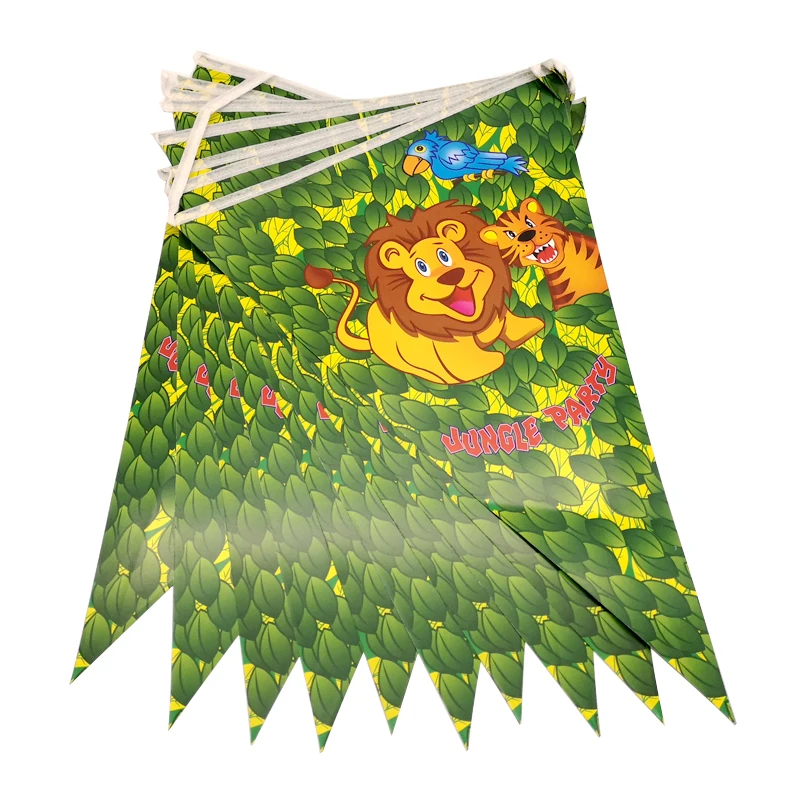 

Happy Baby Shower Bunting Decorate Jungle Animals Theme Hanging Banner Birthday Party Paper Flags Boys Favors Pennants 1set/pack