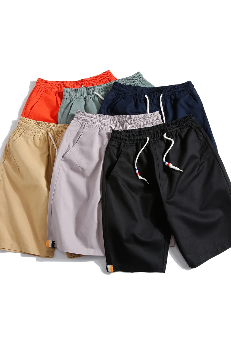 Высокое качество 95% хлопок мужские пляжные брюки летние однотонные спортивные