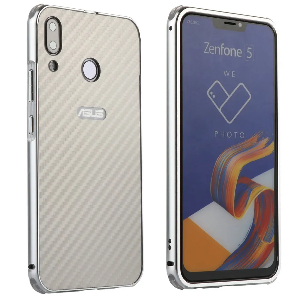 Роскошный чехол на заднюю панель для Asus Zenfone 5 ZE620KL 5Z ZS620KL, алюминиевый металлический бампер, Жесткий Чехол из углеродного волокна для MAX Pro M1 ZB601KL