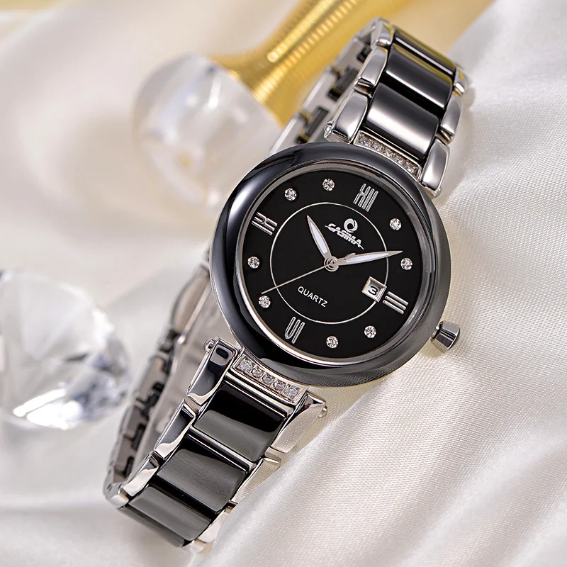 Женские кварцевые часы CASIMA Элегантные повседневные с керамическим столом