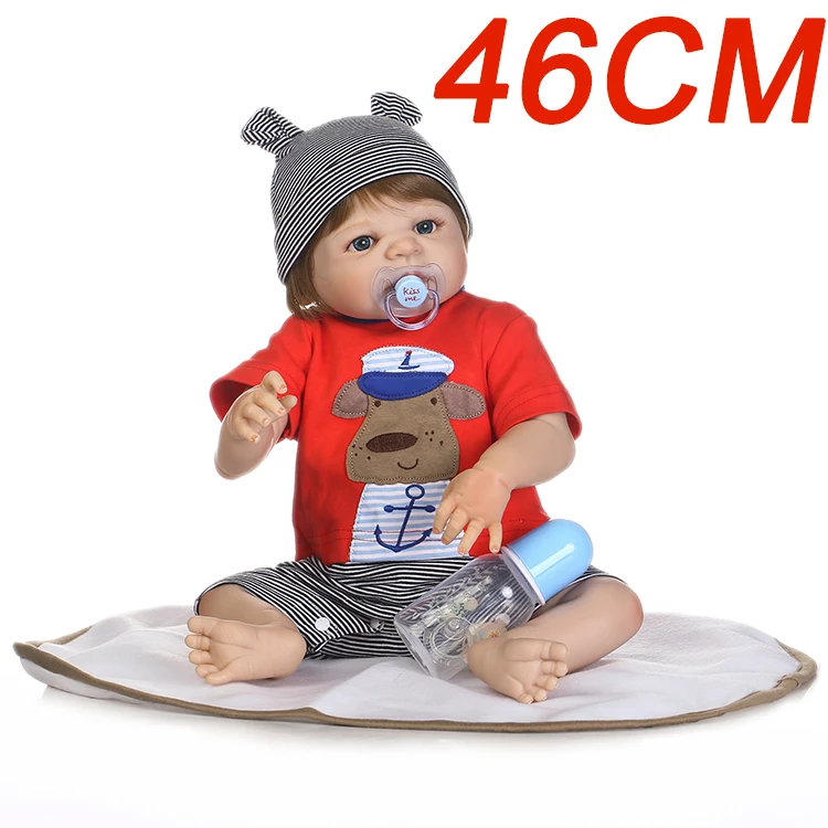 Кукла Bebe reborn baby big blue eyes 46 см все силиконовые тела могут войти в воду сделай сам