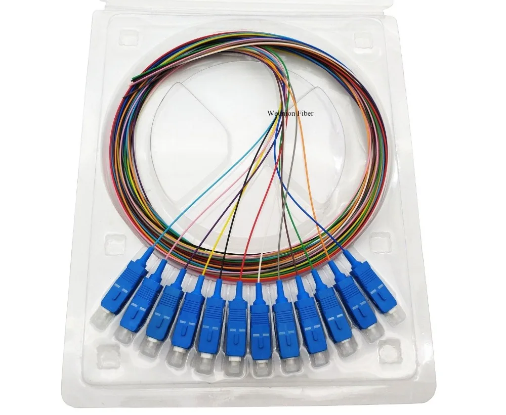 12 шт Цвет FTTH SC/UPC Волоконно оптический Pigtail Simplex SM 9/125 1 5 метров|Оптоволоконное