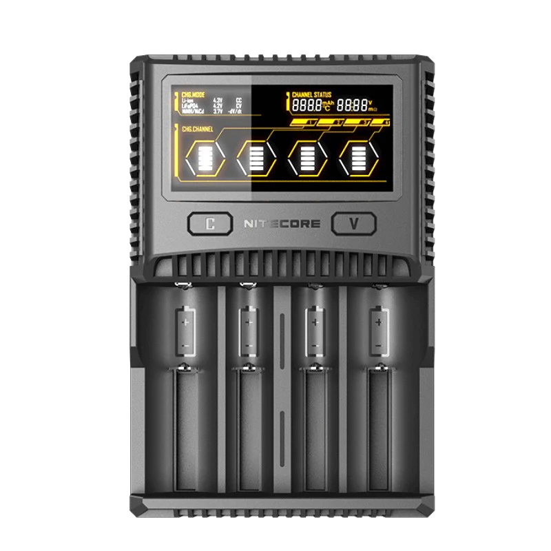 NITECORE SC4 интеллектуальное зарядное устройство для быстрой зарядки превосходное зарядное устройство с 4 слотами 6A общий выход совместимый IMR 18650 14450 16340 AA аккумулятор