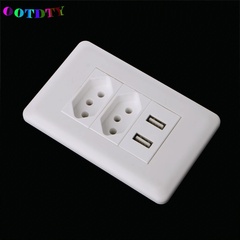 OOTDTY 15A настенная двойная стандартная розетка адаптер с двумя портами USB зарядное