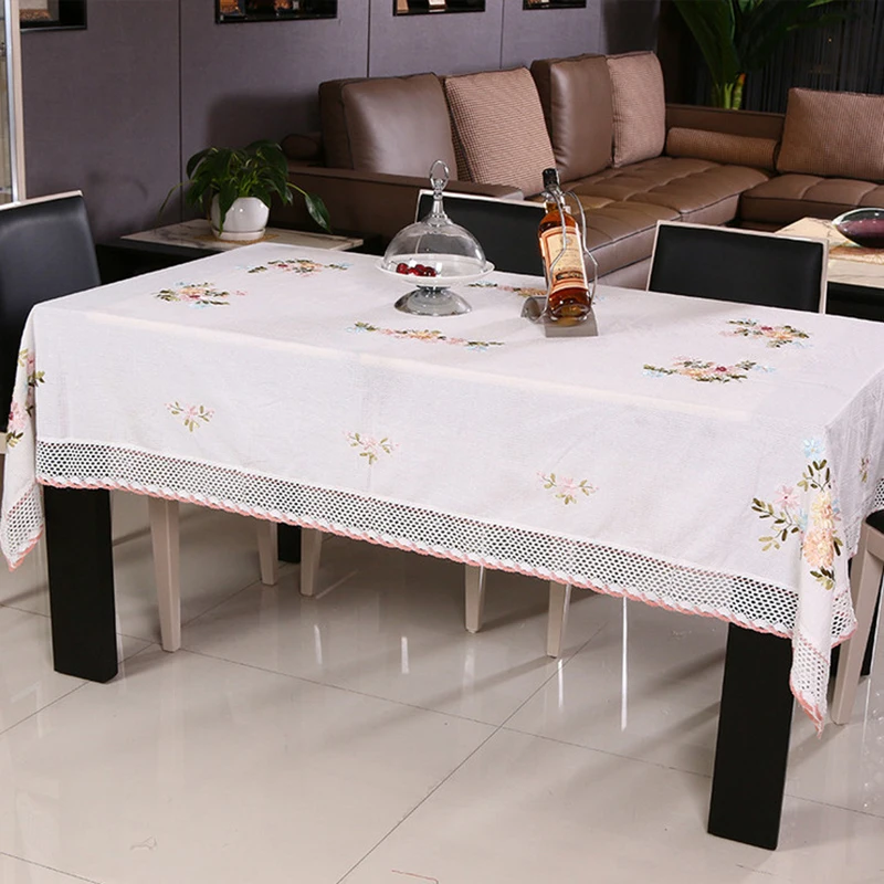 Chinese Handmade Ribbon Embroidery Table Cloth Round Tablecloth Rectangular Covers Home Decor Toalhas De Mesa Bordada 145x215cm | Дом и сад