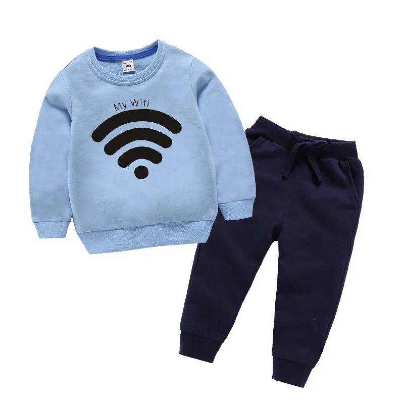 

Children's clothes spring autumn toddler baby sports suit cotton letter long sleeve t - shirt + trousers boys and girls clothes
