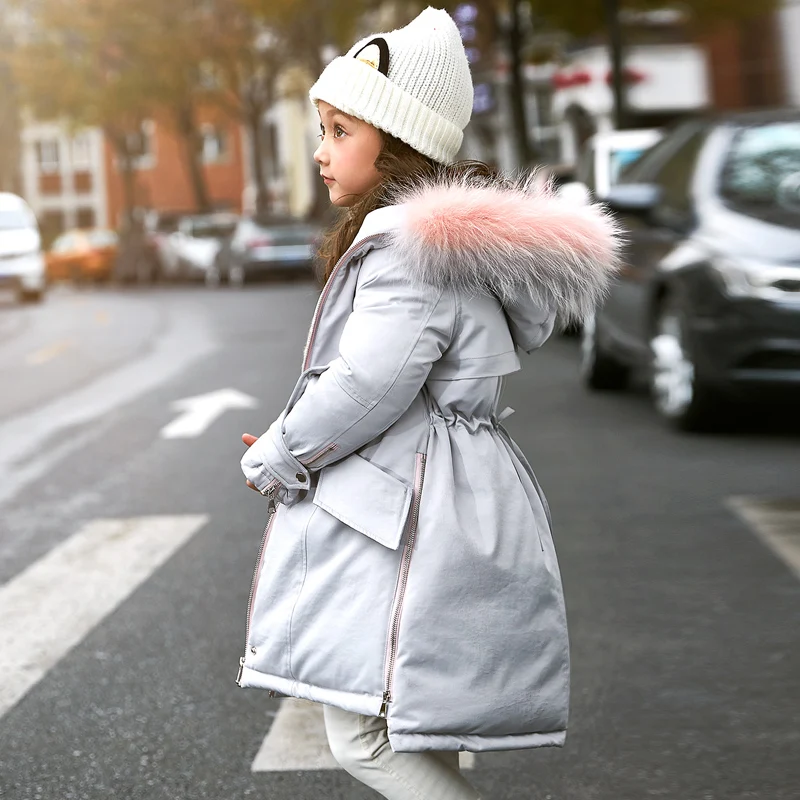 Детская Duck Подпушка куртка для девочек длинная с секциями утолщаются дочки и