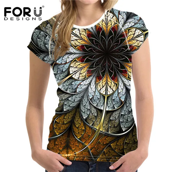 C0091BV FORUDESIGNS/фиолетовая сиреневая женская футболка с объемным цветком; летняя тонкая футболка; женские эластичные футболки для бодибилдинга; женская повседневная одежда - Цвет: C0091BV