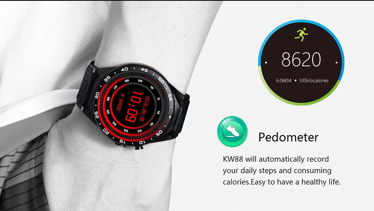 KingWear KW88 Android 3g Смарт-часы телефон с sim-картой gps датчик гравитации 2.0MP камера мужские Смарт-часы подключение для телефона