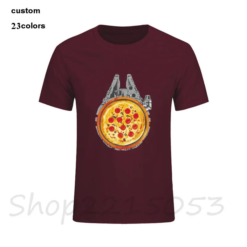 2019 streetwear Falcon with salami pizza milleniam stars wars streak Men funny game print tshirt black t-shirt male top t shirts | Мужская