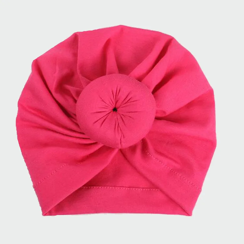Rose red hat 1 предмет модные пончик шапочка для новорожденного, для малыша девушки из эластичного хлопка для маленьких девочек и мальчиков детские шапочки Карамельный цвет тюрбан для младенцев индийские шапки - Цвет: Rose red hat