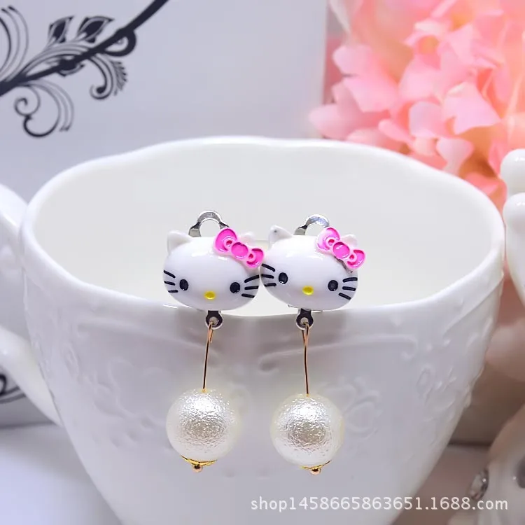 Модные детские головные уборы hello kitty, серьги-кольца, заколки для волос, аксессуары для волос, жемчужные головные уборы, подарки для милых детей