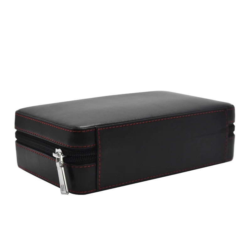 Чехол для сигар из натуральной кожи из массива кедра с 4 трубками, мини-коробка для сигар, аксессуары для сигар с увлажнителем