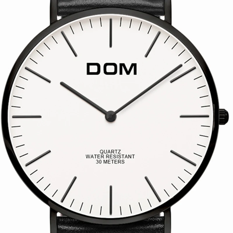 Мужские часы DOMTop брендовые Роскошные ультратонкие кварцевые модные