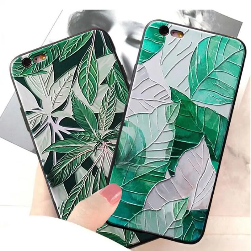 3D рельеф свежие зелёные листья чехол для Xiaomi 6 A1 A2 накладка из мягкого силикона