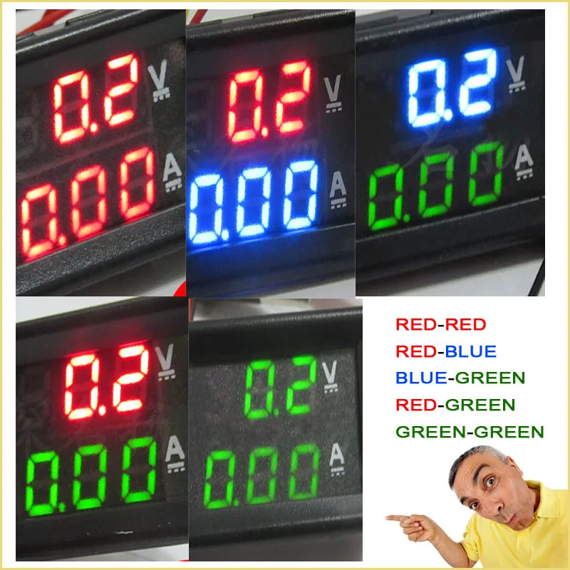 YDT DC 100V 1A 10A 50A 100A Мини цифровой вольтметр Амперметр измеритель напряжения тока тестер 0,2" синий красный двойной светодиодный дисплей