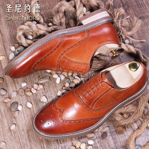 Броги в винтажном британском стиле из натуральной кожи коричневого цвета