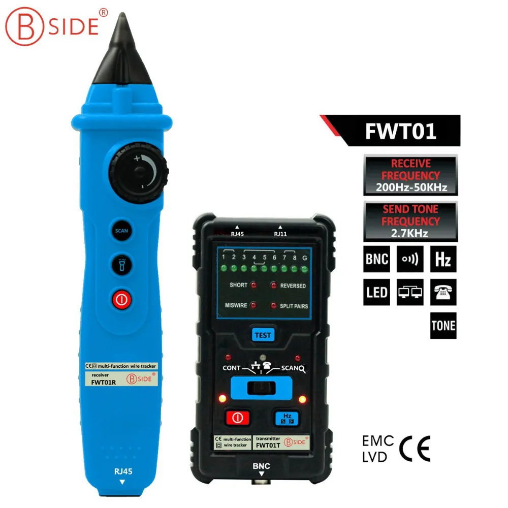 BSIDE FWT01 Сети Ethernet Кабельный Тестер RJ11 RJ45 BNC Телефон LAN Сеть Провода Tracker Линии