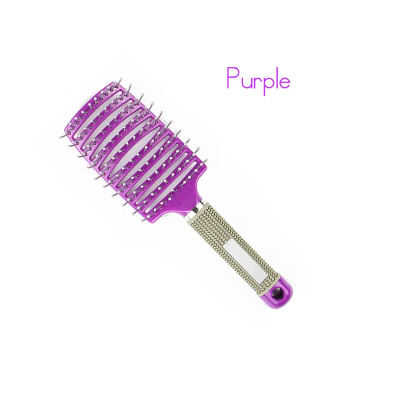 Purple Расческа с большими ребрами, пластиковая расческа для укладки, Антистатическая расческа для женщин и мужчин, пластиковый нейлоновый массажный Уход за волосами, Стайлинг, уход за волосами, мужские расчески - Цвет: Purple