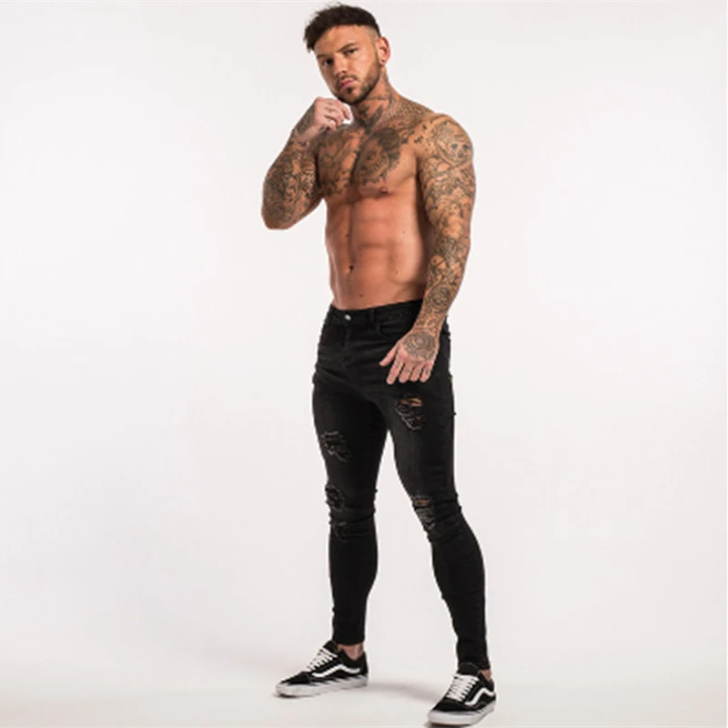 Новинка 2018 мужские джинсы с черной розой джинсовые брюки облегающие прямые