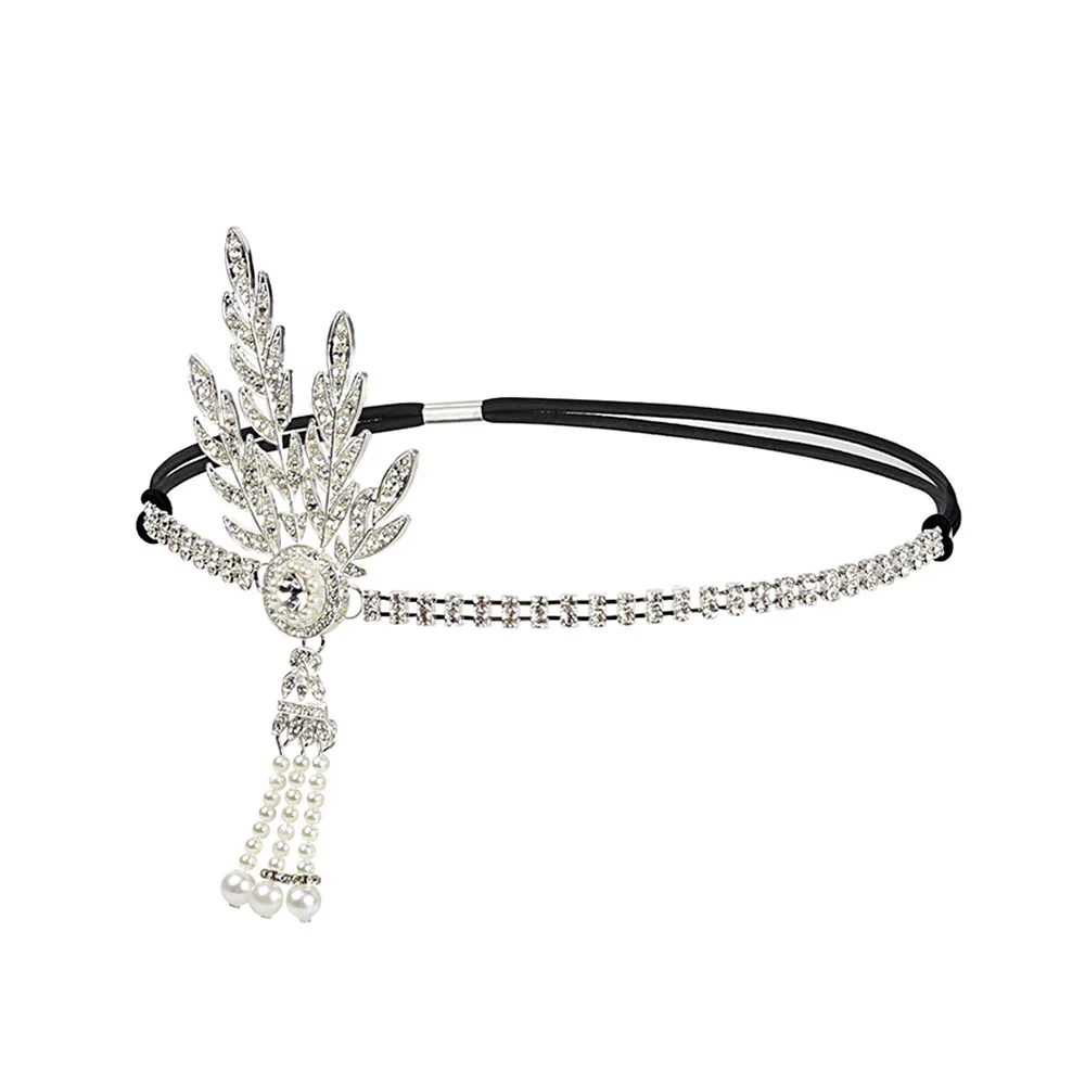 Silver Винтажная повязка на голову Дейзи Бьюкенен, костюм Грейт Гэтсби, листообразная тиара, головной убор 20-х годов, нарядное платье, аксессуары для свадебных волос - Цвет: Silver