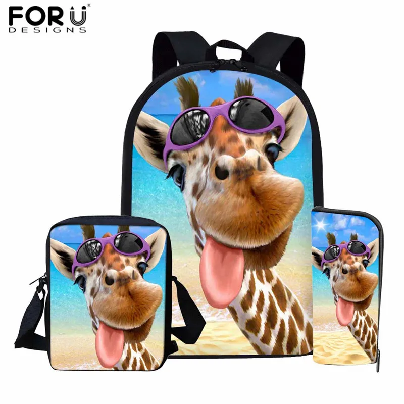 FORUDESIGNS/детская школьная сумка с милым животным жирафом для малышей детские сумки