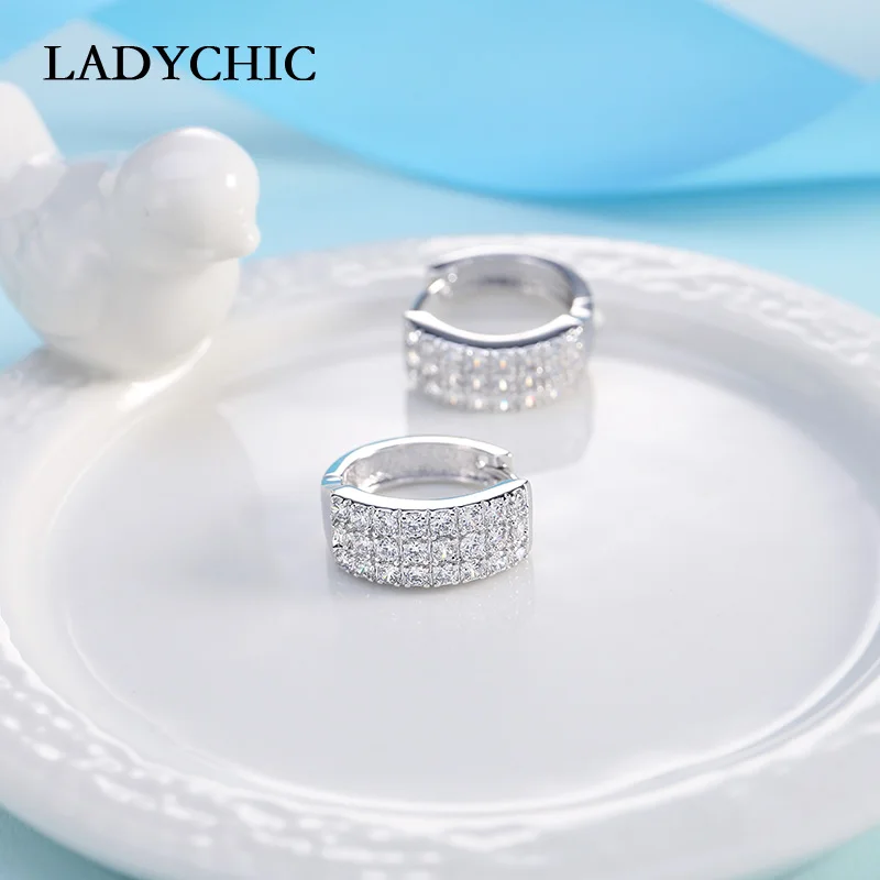 LADYCHIC изысканные женские круглые серьги кольца с 3 рядами Блестящий австрийский