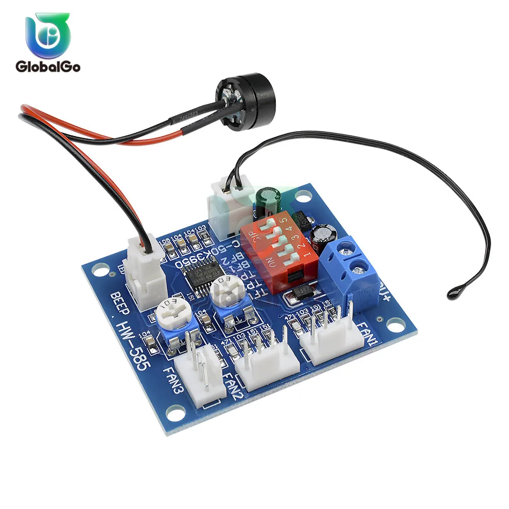 

12V Four Wire Temp Temperature Control Switch Module Board PWM Fan Speed Regulator Controller NTC 3950 Thermistor Thermostat