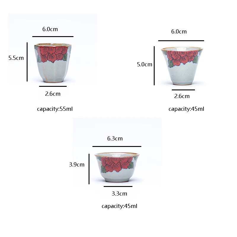 200 мл Цзиндэчжэнь керамический винтажный Красный цветочный чайник с узором