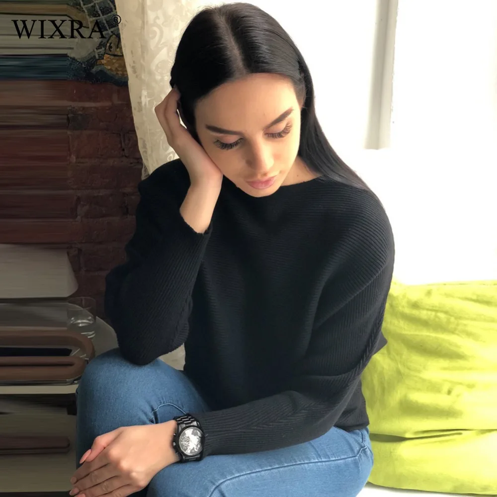 Женский базовый пуловер Wixra модный Свободный с вырезом лодочкой и рукавом