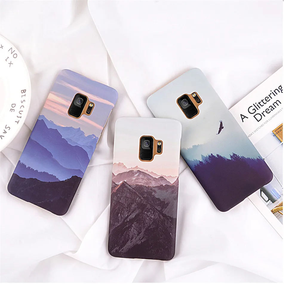 USLION ультра тонкий чехол для телефона для samsung Galaxy S9 S8 Plus Note 9 Note 8 S7 Edge горный пик лес Жесткий PC задний чехол s