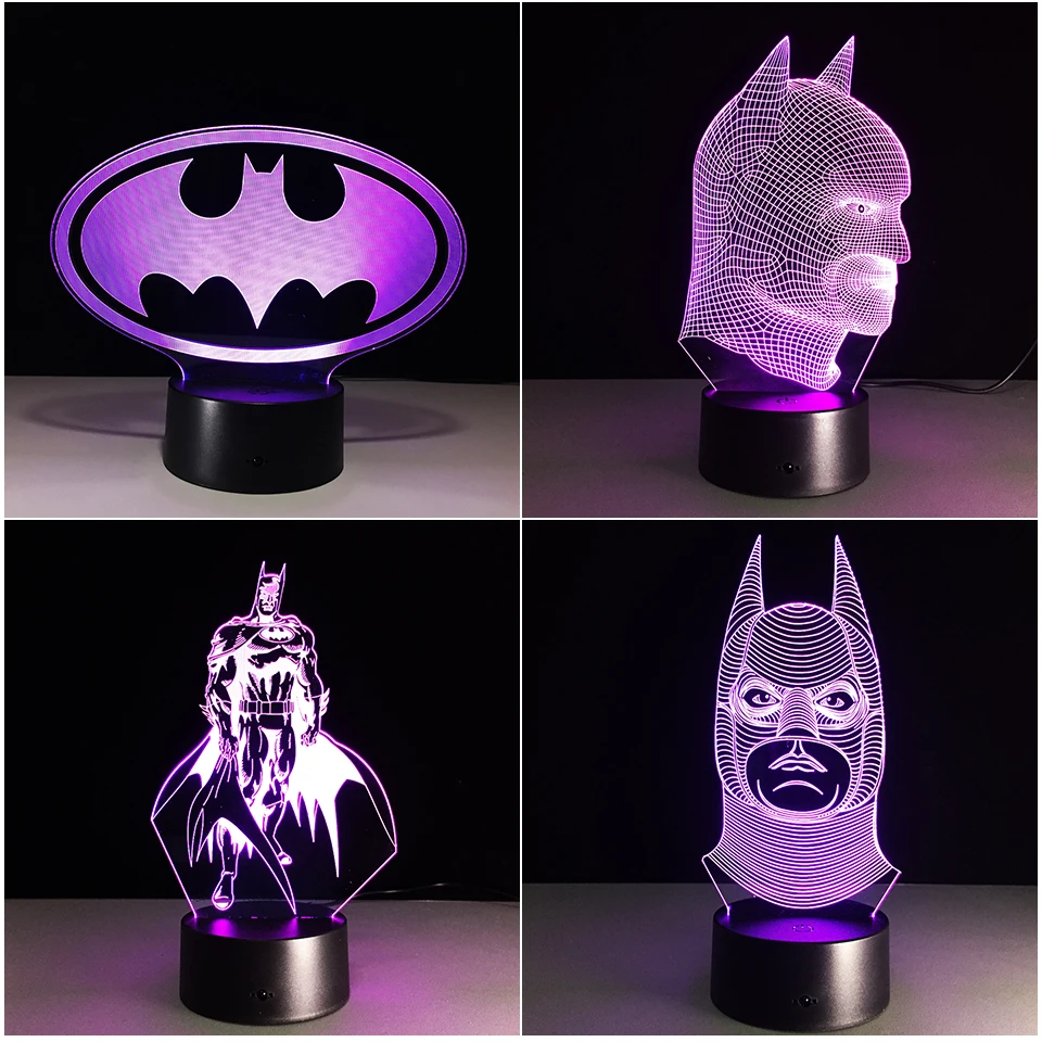 Chaohui Новая маска Marvel Hero Batman с логотипом 3D Светодиодная лампа визуальная крутая