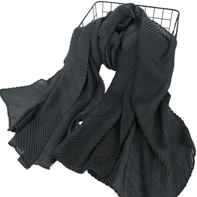 2 deep gray 10 шт./лот, Женский хлопковый хиджаб, шарф, однотонный, мусульманский хиджаб, шаль, ислам, тюрбан, морщины, головной убор, глушитель, шарфы, палантин - Цвет: 2 deep gray