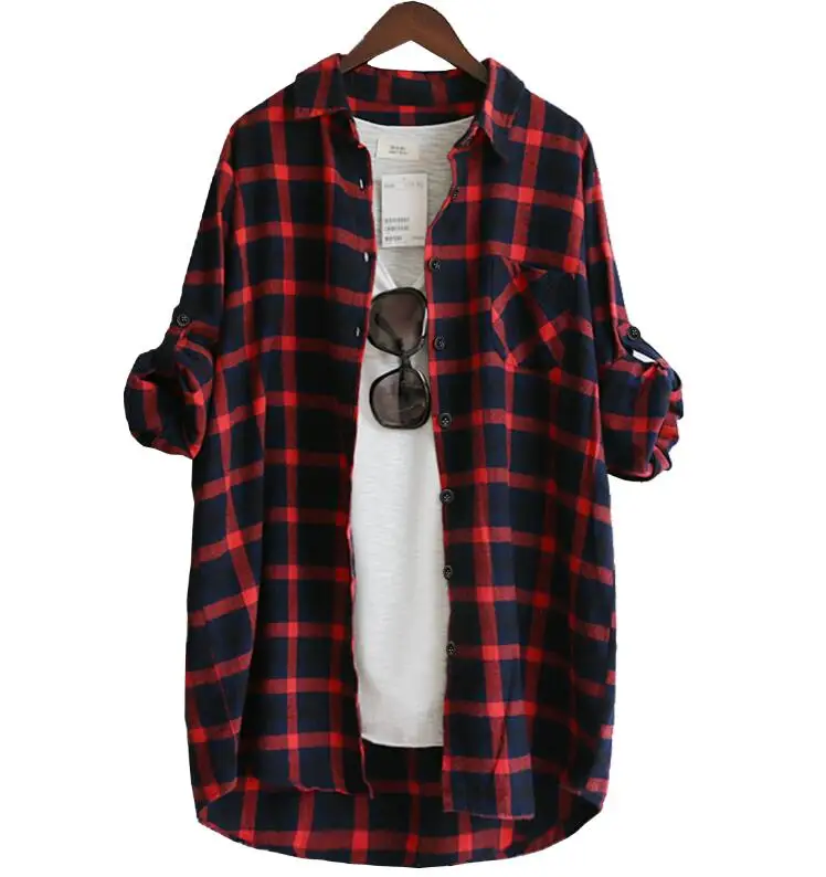 Прямая поставка Blusas mujer de moda фланелевая рубашка Женская Повседневная клетчатая
