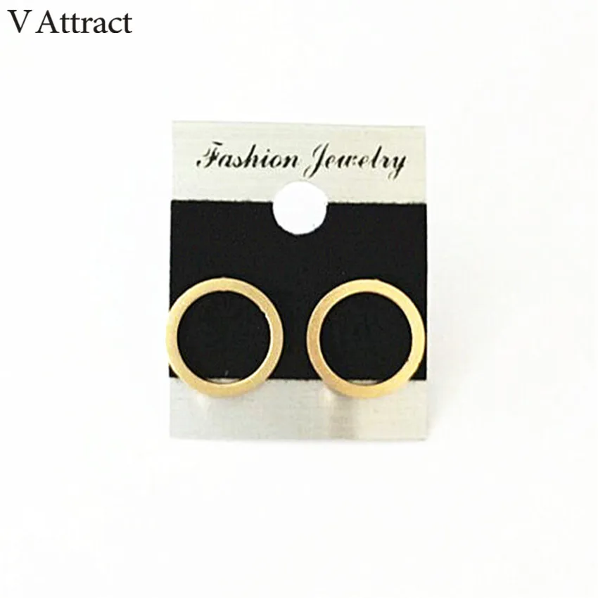 V Attract10pair из нержавеющей стали, открытые круглая серьга минимализм ювелирные изделия золото серебро круглые Boucles D'oreilles Pour Les Femmes