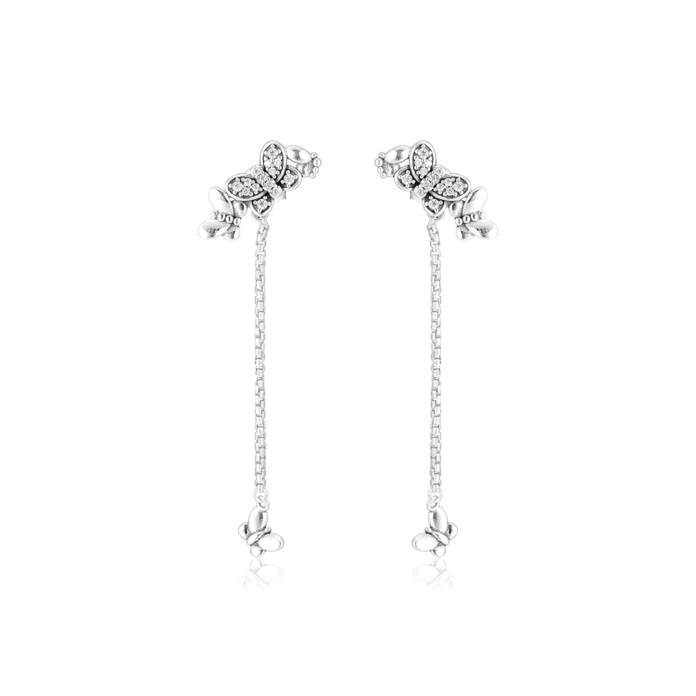 

Spring Garden Bedazzling Butterflies Hanging Earrings Sterling Silver Jewelry Earrings For Woman Party Jewelry Making