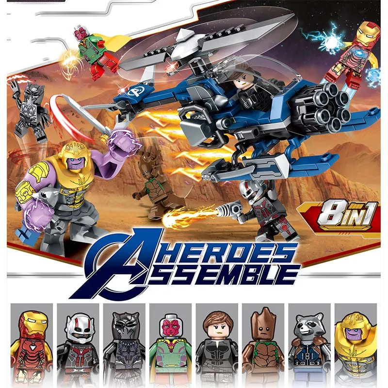 No original box 8 шт. Marvel Мстители эндшпиль Супер Герои Веном Человек-паук мех воин фигурки строительные блоки игрушки подарки - Цвет: No original box