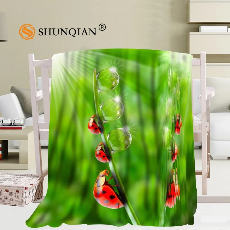 

Custom Ladybugs Water Drops Blanket Soft DIY Your Picture Decoration Bedroom Size 56x80Inch,50X60Inch,40X50Inch A7.10