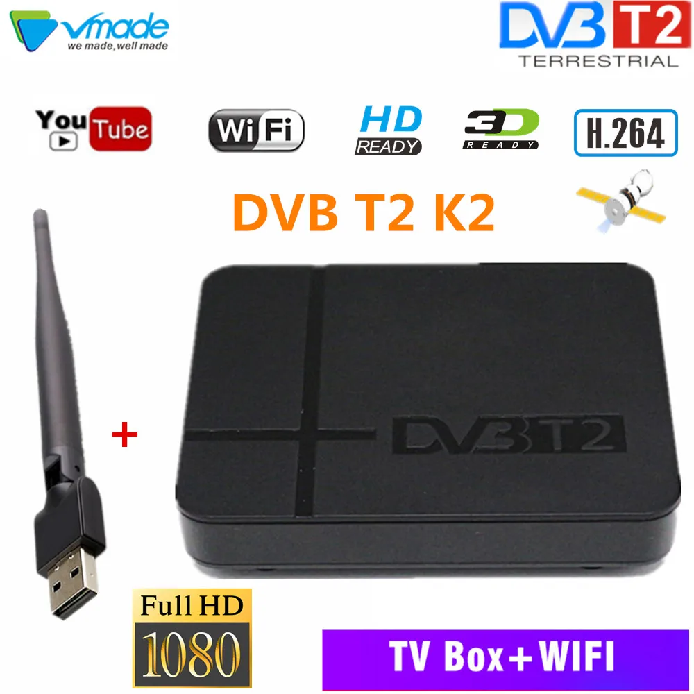 Горячая продажа DVB T2 T наземный приемник Цифровое ТВ высокой четкости тюнер MPEG 4 k2