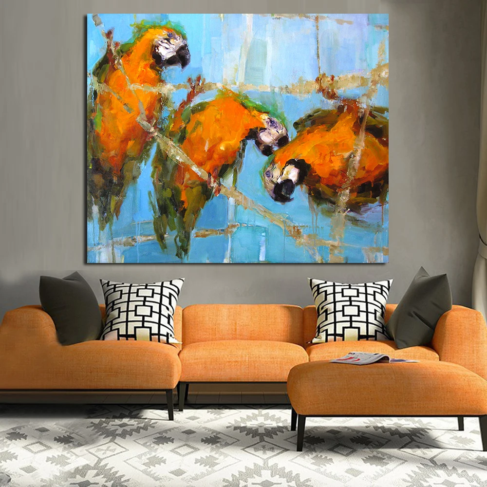 JQHYART Limey Miami Parrot украшение на стену живопись маслом печать холсте картины для