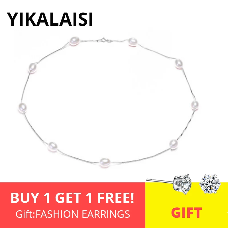 Женская цепочка из серебра 925 пробы с натуральным жемчугом 7 8 мм|fashion jewelry|jewelry