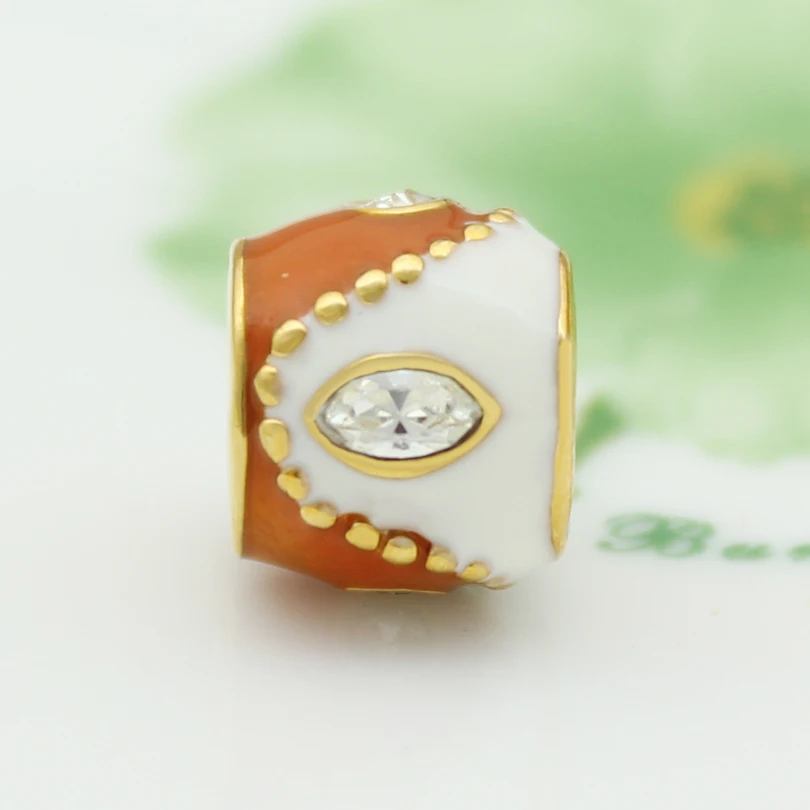 Women Fashion Accessories DIY Painted Charm Easter Gold White Horse Eye Rhinestone Amulet Fit Pandora Bracele | Украшения и