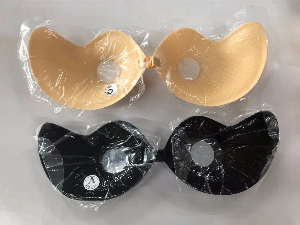 100 pcs/lot Thin Cup Mango Shape Self-Adhesive Silicone Bust Front Closure sticky bra Backless Strapless Bra