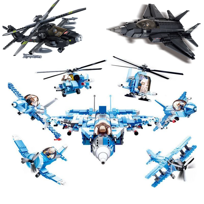 Совместимость Legoed городской самолет F-35 аэроплан корабельный военный AH-64A модель