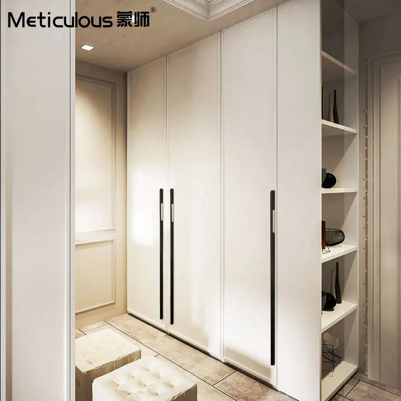 Meticulous Super Large Size Cabinet Handle Solid Aluminium Pull Black Finish Hole Distance 96mm-500mm cupboard drawer handle |